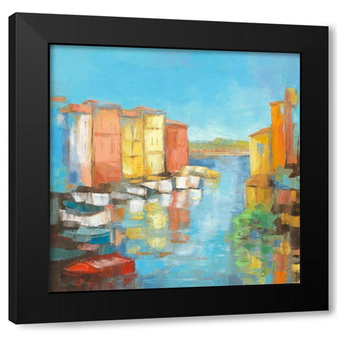 Martigues Black Modern Wood Framed Art Print by Pivier-Attolini, Regine