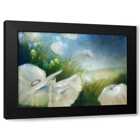 Weisser Mohn Black Modern Wood Framed Art Print with Double Matting by Schmucker, Annette