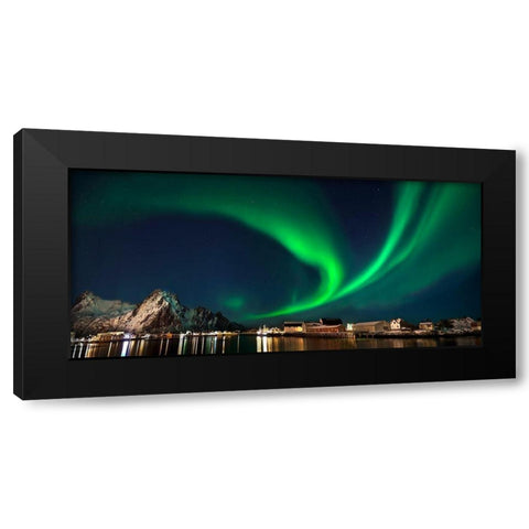 Nordlicht in Svolvaer Lofoten Black Modern Wood Framed Art Print with Double Matting by Fischer, Rolf