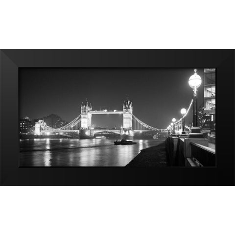Tower Bridge at Night Black Modern Wood Framed Art Print by Butcher, Dave