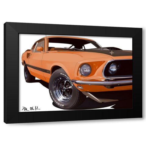 MACH I Orange Black Modern Wood Framed Art Print by Strapelias - PR, Pierre