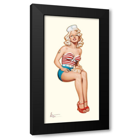 Mousse a chat Black Modern Wood Framed Art Print with Double Matting by Hitte, Patrick