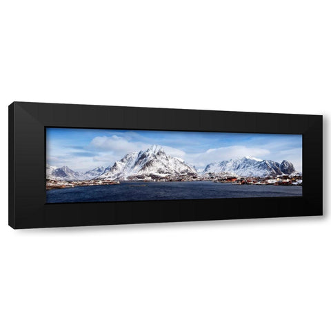 Lofoten Reine Panorama Detail Black Modern Wood Framed Art Print by Fischer, Rolf