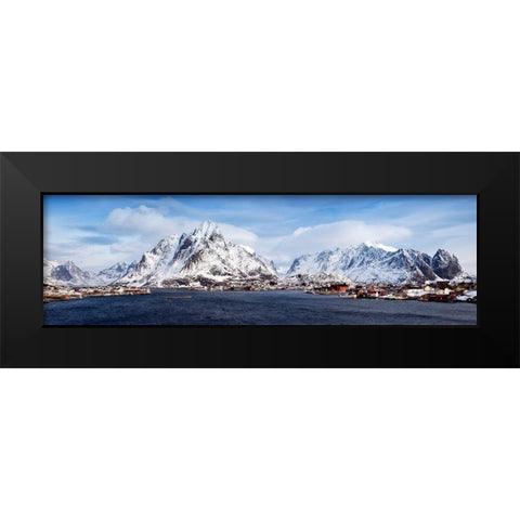 Lofoten Reine Panorama Detail Black Modern Wood Framed Art Print by Fischer, Rolf