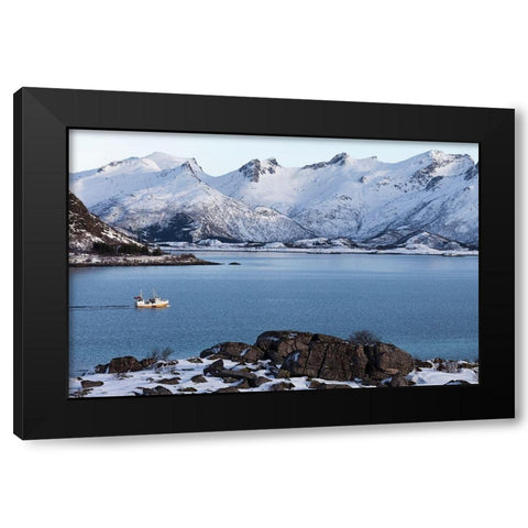 Fischerboot Lofoten Black Modern Wood Framed Art Print with Double Matting by Fischer, Rolf
