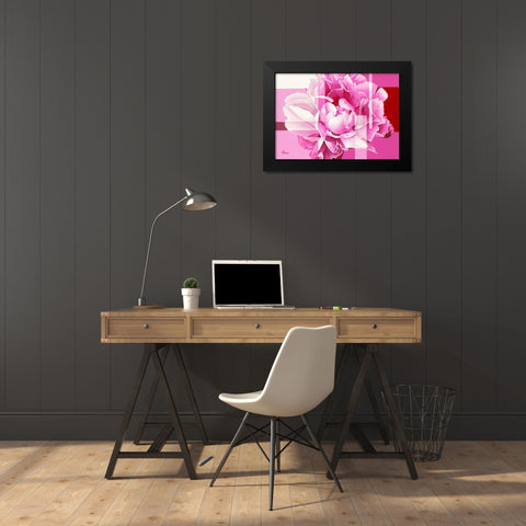 Pivoine V Black Modern Wood Framed Art Print by Bernard, Anne