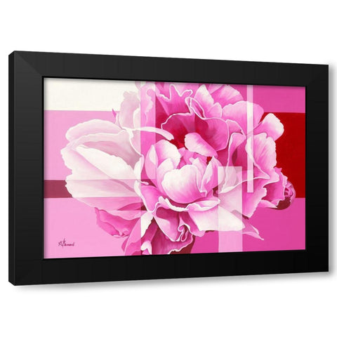 Pivoine V Black Modern Wood Framed Art Print with Double Matting by Bernard, Anne