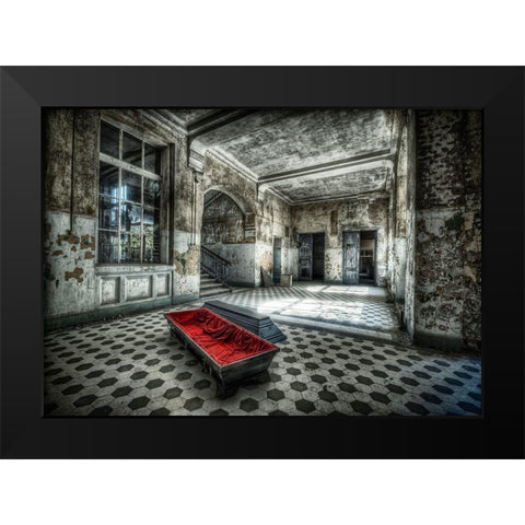 Watch out for Vampires Black Modern Wood Framed Art Print by Haker, Matthias