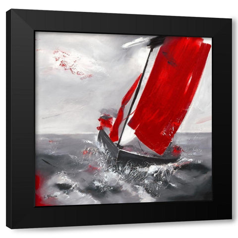 Voile rouge Black Modern Wood Framed Art Print with Double Matting by Allaire, Lydie