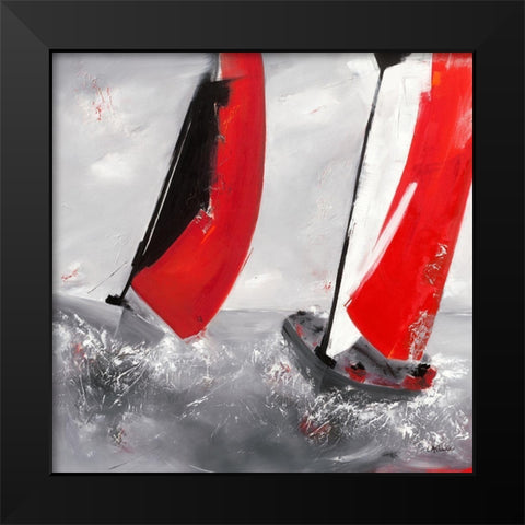 Deux voiles rouges Black Modern Wood Framed Art Print by Allaire, Lydie