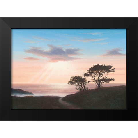 Eagles Nest Cornwall Black Modern Wood Framed Art Print by Sim, John F