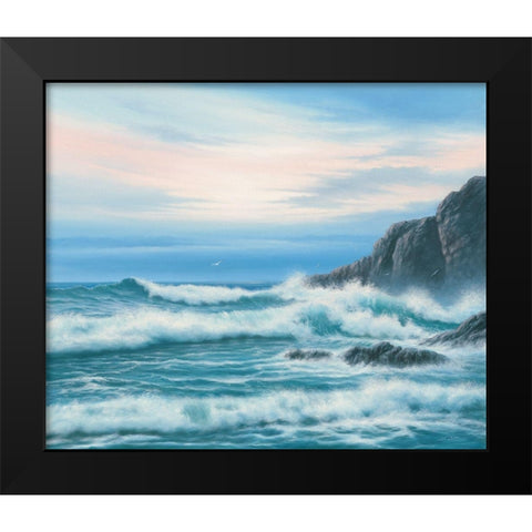 Atlantic Breakers on Cornish Coast Black Modern Wood Framed Art Print by Sim, John F