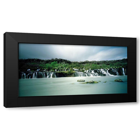 Hraunfossar-Island Black Modern Wood Framed Art Print by Seidel, Leo