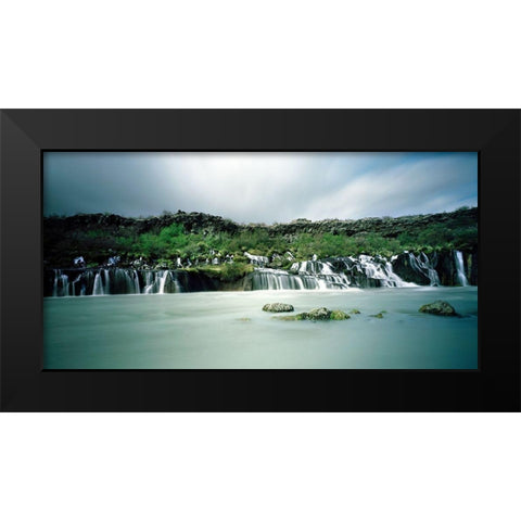 Hraunfossar-Island Black Modern Wood Framed Art Print by Seidel, Leo