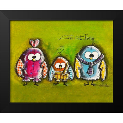 Cot Cot Family Black Modern Wood Framed Art Print by Mougin, Carine