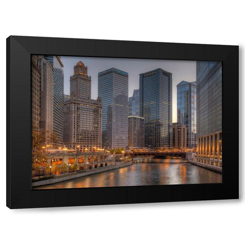 Peaceful Chicago Black Modern Wood Framed Art Print with Double Matting by Terrible, Aurelien