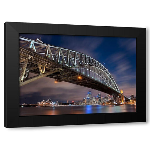 Sydney Harbour Bridge Black Modern Wood Framed Art Print by Ernemann, Lothar