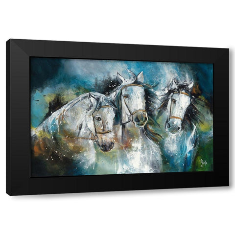 Trio Black Modern Wood Framed Art Print with Double Matting by Jadis