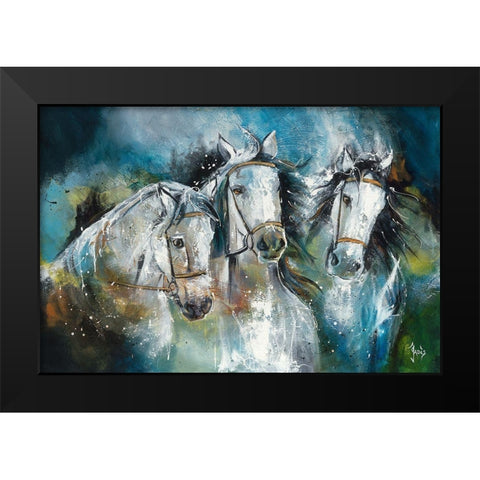 Trio Black Modern Wood Framed Art Print by Jadis