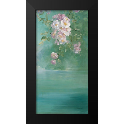 Roses Chaalis Blanches Black Modern Wood Framed Art Print by Vernageau, Sylvie