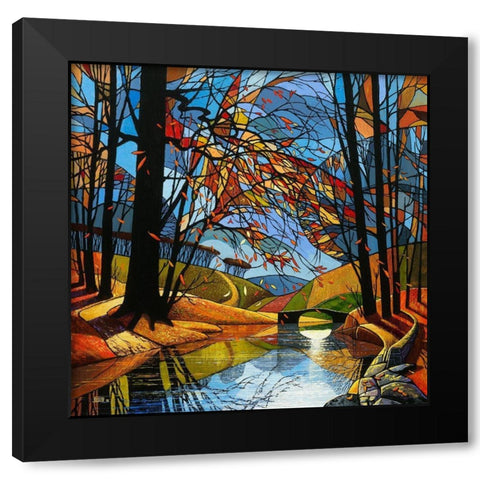 Autumn Stream Black Modern Wood Framed Art Print by James, David
