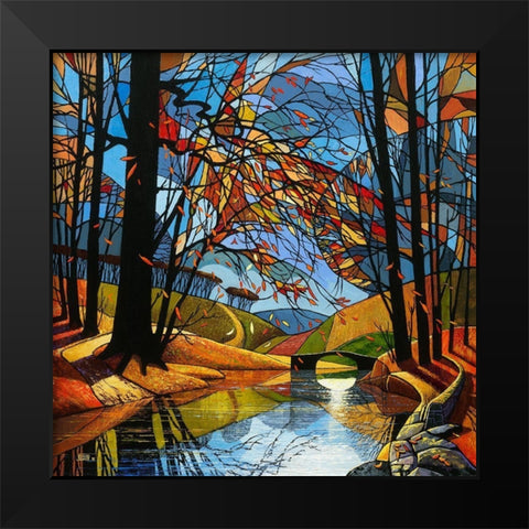 Autumn Stream Black Modern Wood Framed Art Print by James, David