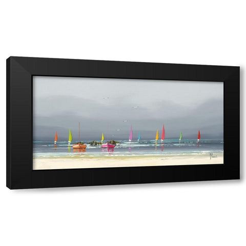 La plage Black Modern Wood Framed Art Print with Double Matting by Flanet, Frederic