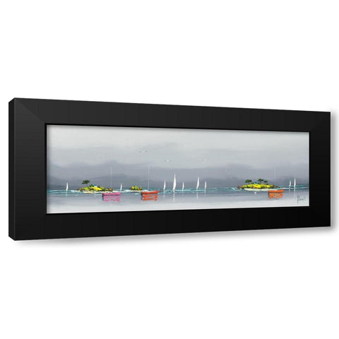 Regate du golf Black Modern Wood Framed Art Print with Double Matting by Flanet, Frederic