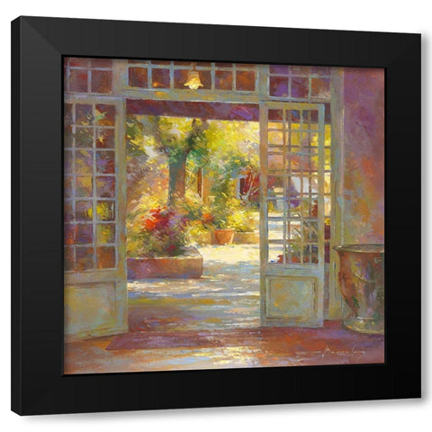 Au jardin des antiquaires Black Modern Wood Framed Art Print with Double Matting by Messely, Johan