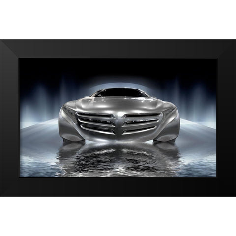 Car Collection Water Black Modern Wood Framed Art Print by Hillert, Peter