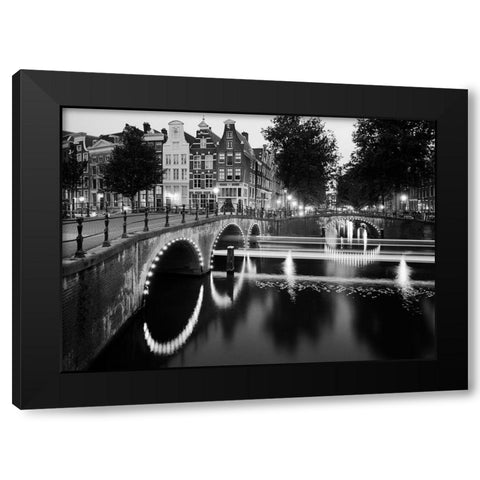 Amsterdam Keizersgracht Black Modern Wood Framed Art Print with Double Matting by Butcher, Dave