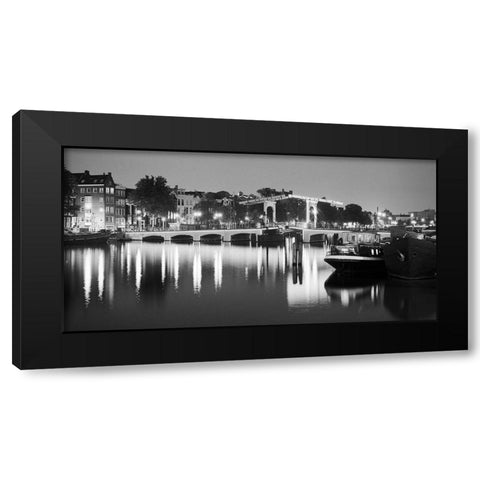 Amsterdam Magere Bridge Black Modern Wood Framed Art Print with Double Matting by Butcher, Dave