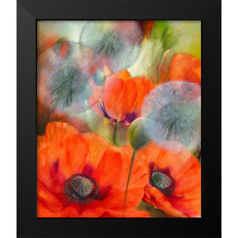 Mohn und Pustelblumen Black Modern Wood Framed Art Print by Schmucker, Annette
