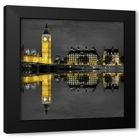 London Big Ben Black Modern Wood Framed Art Print by Fischer, Rolf