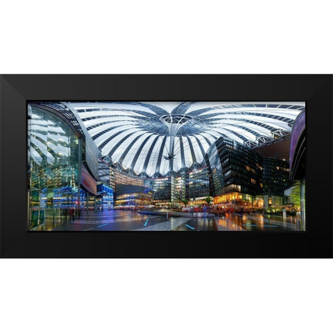 Sony Center Panorama Black Modern Wood Framed Art Print by Fischer, Rolf