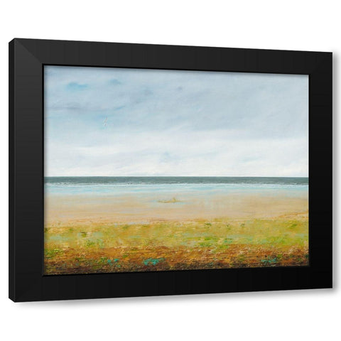 Lone Seagull Black Modern Wood Framed Art Print with Double Matting by Royer, Simon