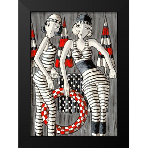Les baigneuses des annees folles Black Modern Wood Framed Art Print by MIROTA