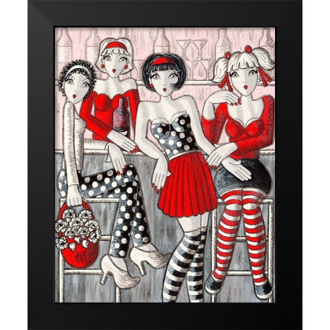 Les demoiselles Black Modern Wood Framed Art Print by MIROTA