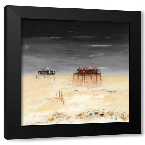 L estuaire Black Modern Wood Framed Art Print with Double Matting by Marso