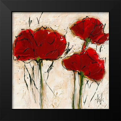 Pavot abstrait I Black Modern Wood Framed Art Print by Zacher-Finet, Isabelle