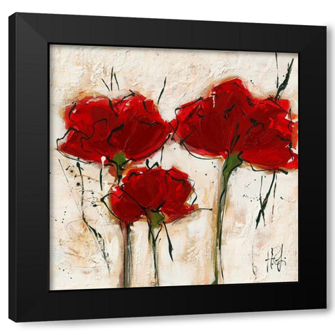 Pavot abstrait II Black Modern Wood Framed Art Print by Zacher-Finet, Isabelle