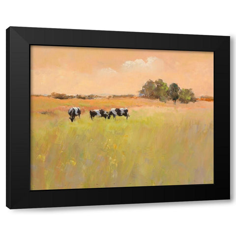 Three Cows Black Modern Wood Framed Art Print by Groenhart, Jan