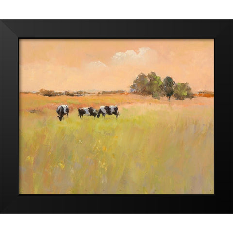 Three Cows Black Modern Wood Framed Art Print by Groenhart, Jan