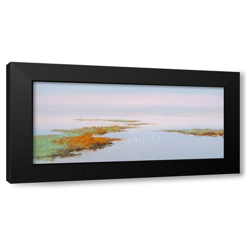 Sunset with BirdsÂ  Black Modern Wood Framed Art Print by Groenhart, Jan