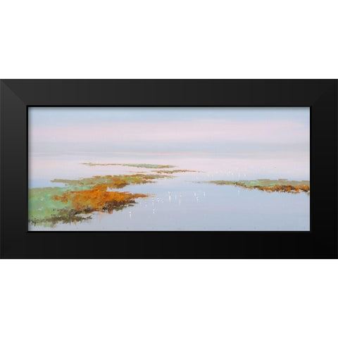 Sunset with BirdsÂ  Black Modern Wood Framed Art Print by Groenhart, Jan