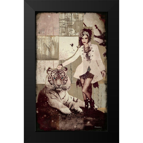 Tigerfrau Black Modern Wood Framed Art Print by Shirin Donia