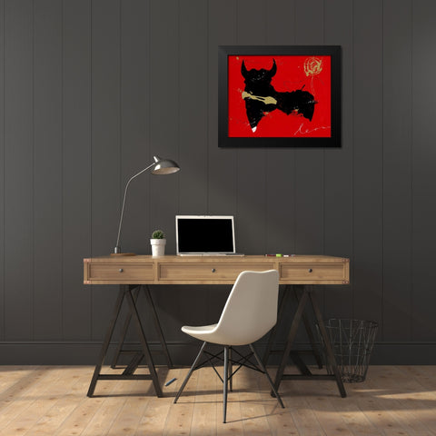 Tauro Nero Black Modern Wood Framed Art Print by Bosboom, Leon