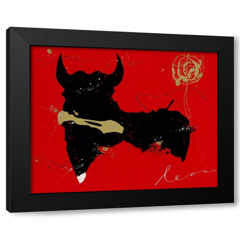 Tauro Nero Black Modern Wood Framed Art Print by Bosboom, Leon