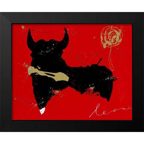 Tauro Nero Black Modern Wood Framed Art Print by Bosboom, Leon
