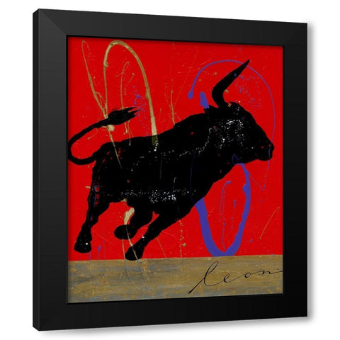 Fiesta del Toro Black Modern Wood Framed Art Print by Bosboom, Leon